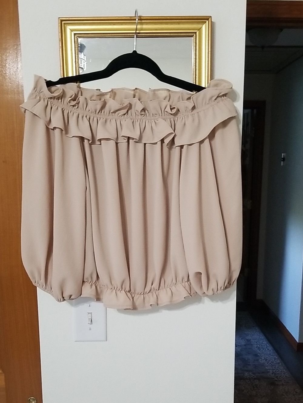 VICI Cream Off-Shoulder Ruffle Top